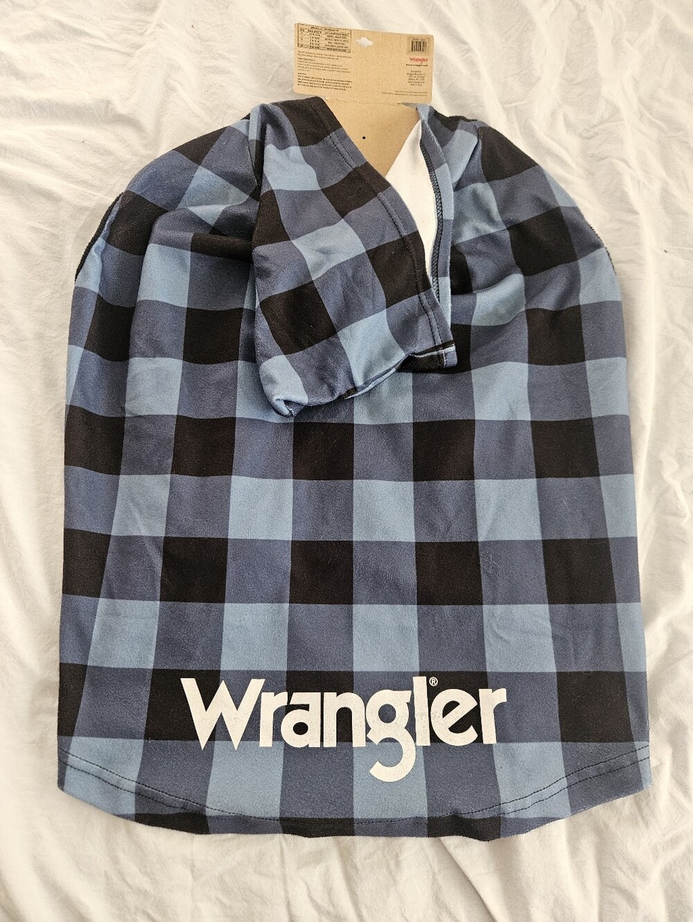 Wrangler Blue And Black Buffalo Plaid Dog Hoodie – Size XL – NWT 🐾